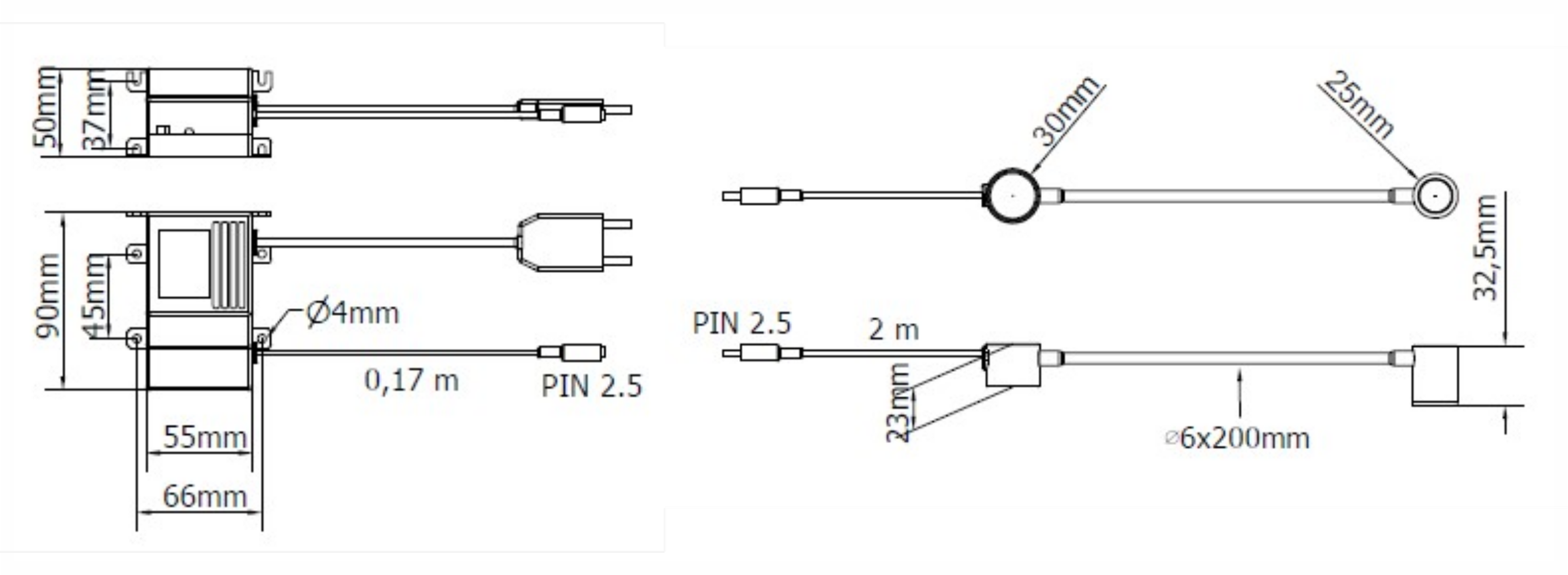 K41LED2W — Abmessungen