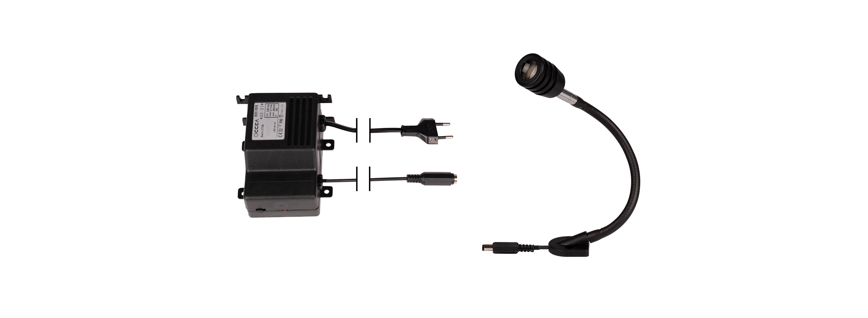 KIT LED, 3 W, Driver Esterno 230 Vac, IP40, Regolabile 15°÷100°, 5000K 3STEP MacAdam, Cavo Europlug + 2.5 mm DC power socket 2 m